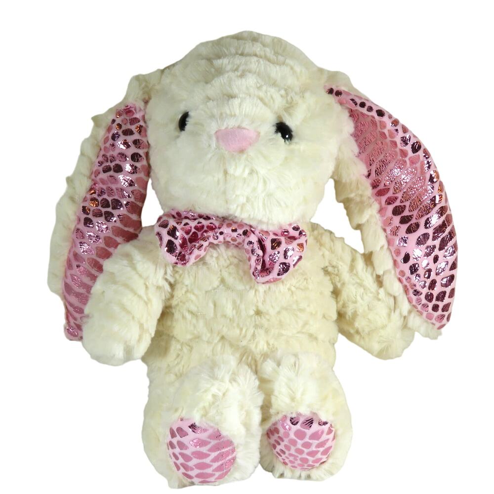 2018 Kellytoy Cream Bunny Plush 16" Pink Accents Stuffed Animal